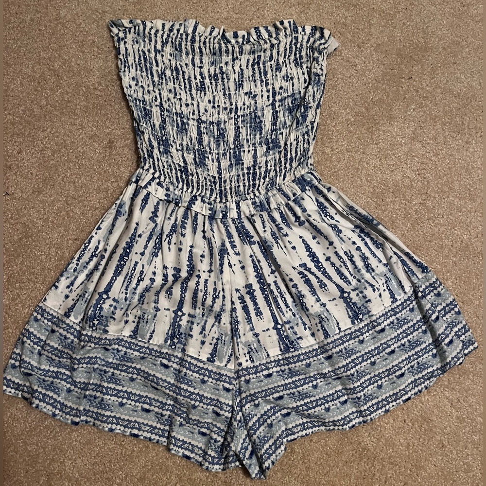 Jessica Simpson Blue and White Romper